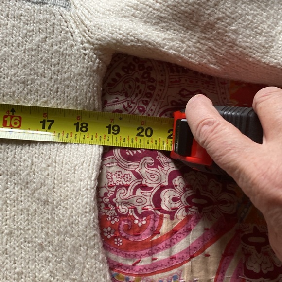 Prana long cardigan, off-white with gray trim - Picture 11 of 13